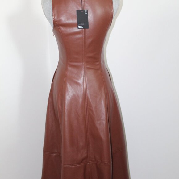 NWT Paige FIORELLA DRESS PETITE FRENCH PRESS Faux Leather - Picture 6 of 10